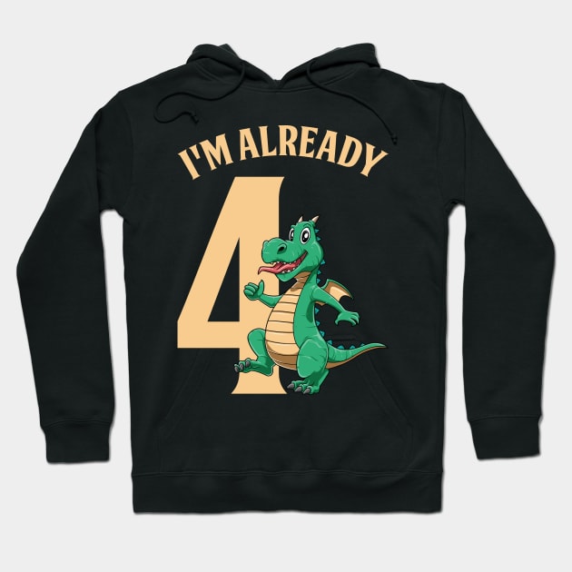 Happy Birthday Dragon Lovers Cute Kids - fourth Hoodie by melostore